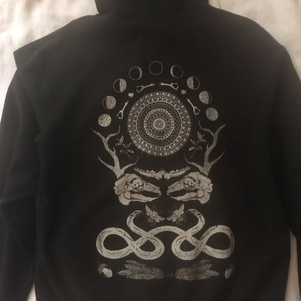 Fennec Design Co Rabbit Skull Antler Black Hoodie